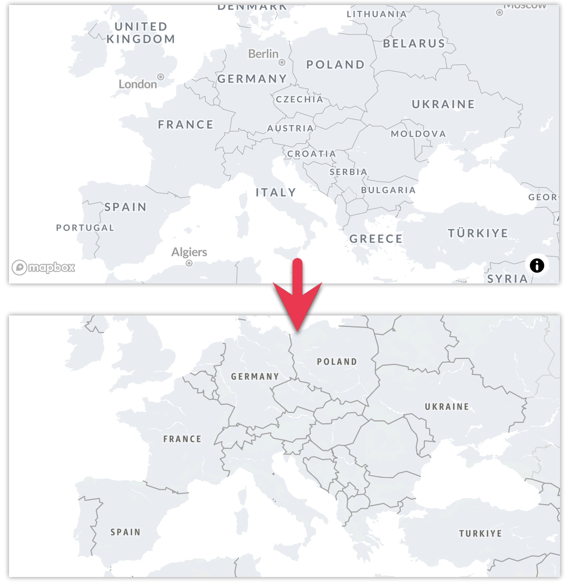 Comparison of existing and new geochart visualization.