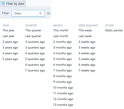 filter date ranges