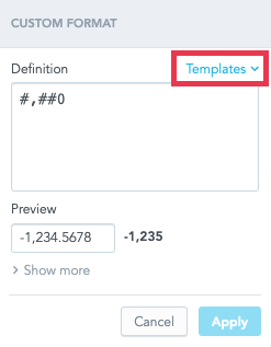 custom number format