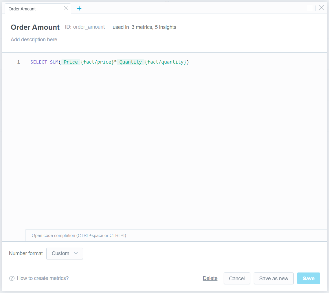 Edit order metric