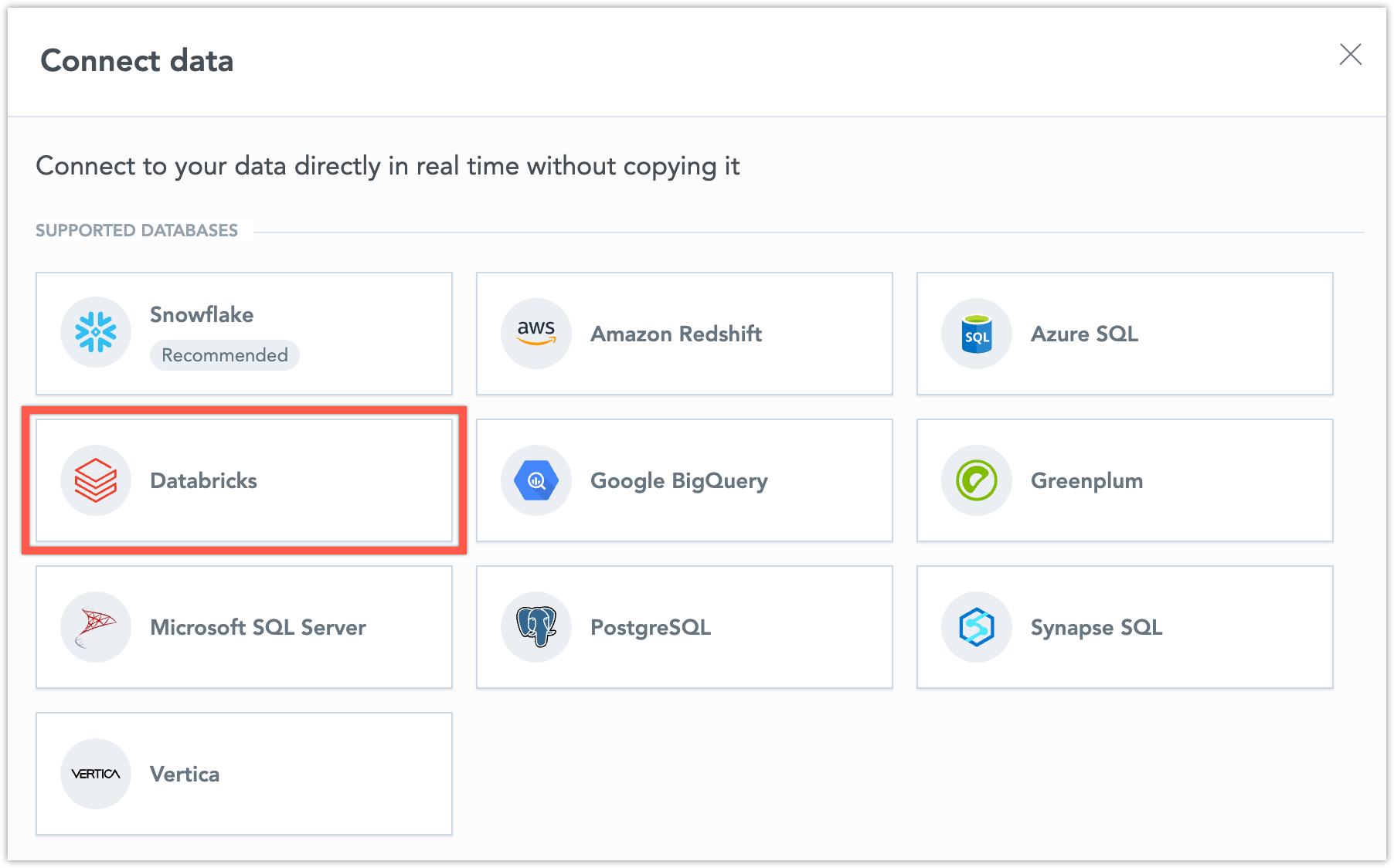 select data source type