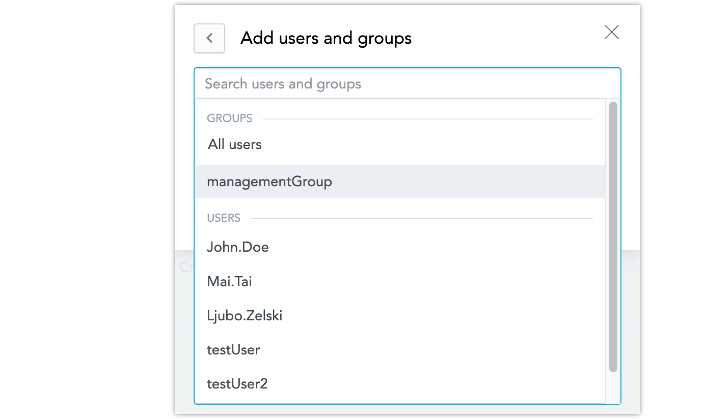Dashboard Share Dialog Select User