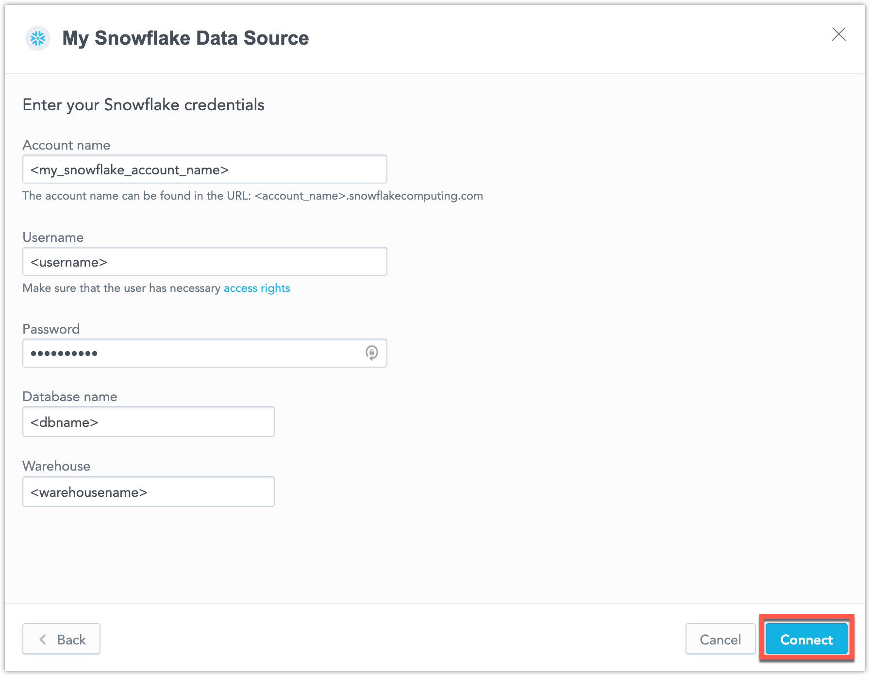 The Data source dialog