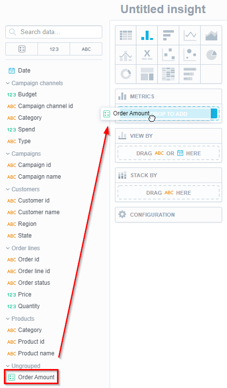 Drag and drop metric