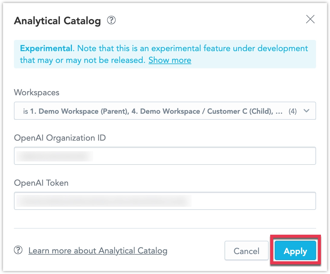 Screenshot of the feature enablement dialog.