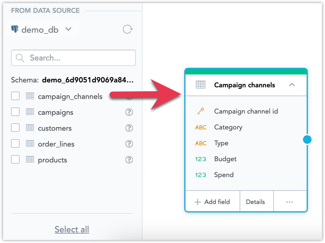 drag and drop datasets