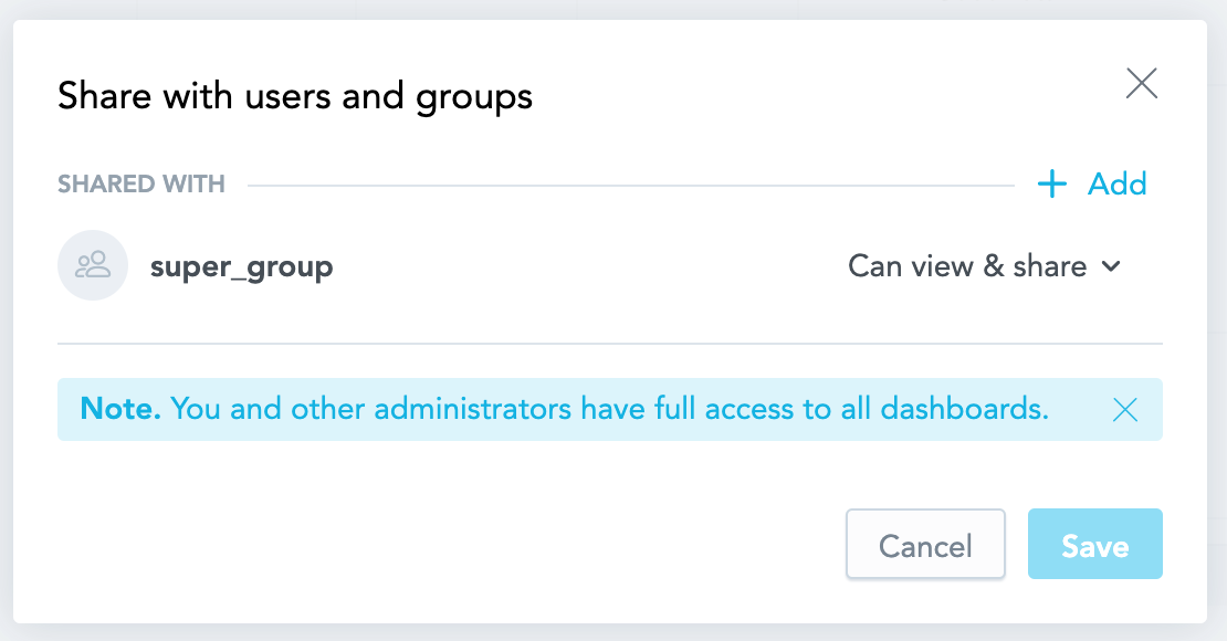 selecting who to assign dashboard permission to