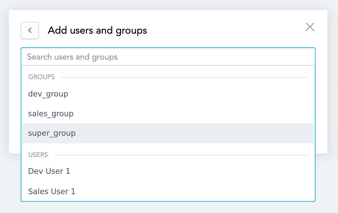 dashboard permission assignee options