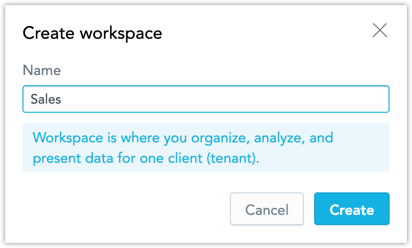 Workspace creation dialog