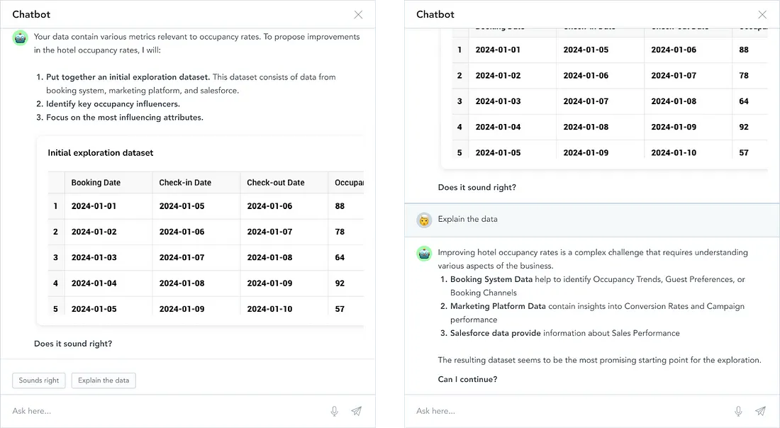 Example of chatbot reasoning. Making it part of the interface improves the experience greatly. Example of chatbot reasoning. Making it part of the interface improves the experience greatly.