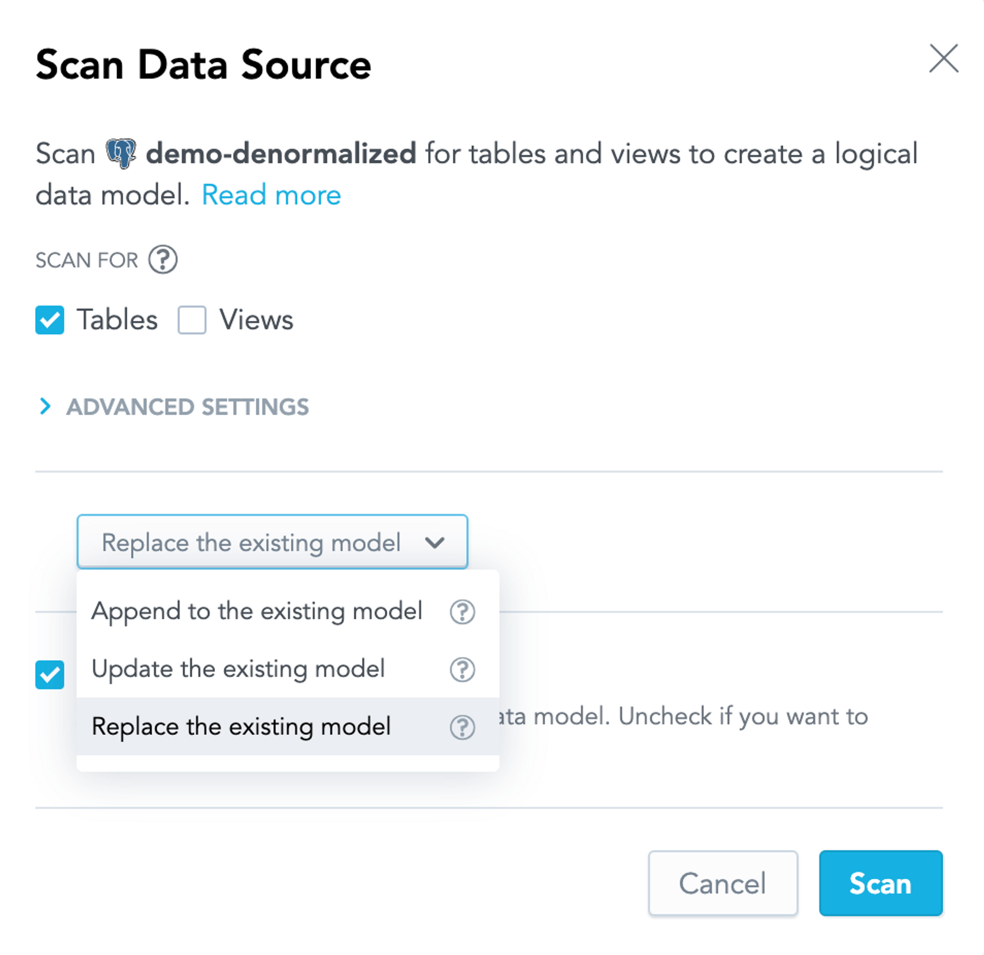 Scan the data source