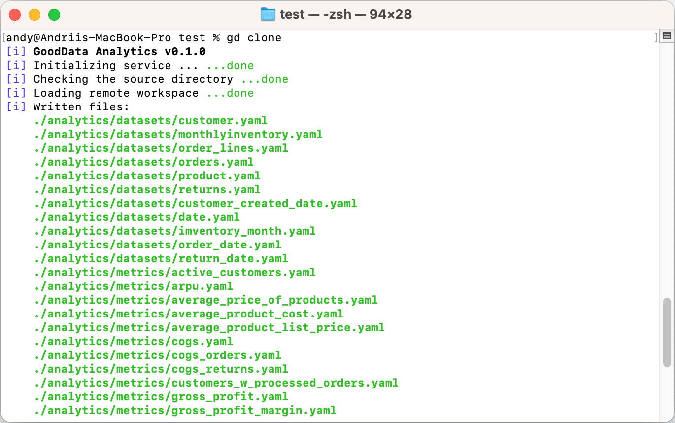 GoodData CLI clone command GoodData CLI clone command
