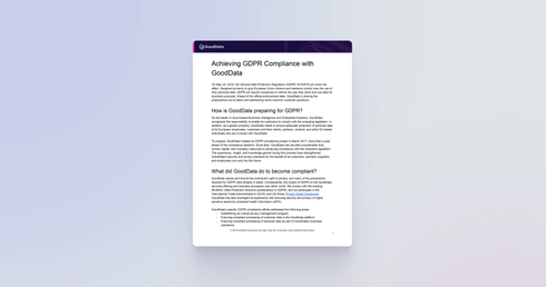 Achieving GDPR Compliance with GoodData