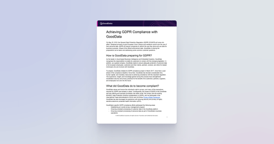 Achieving GDPR Compliance with GoodData