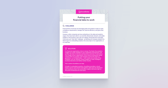 Cover image for GoodData Financial Services Solution Brief