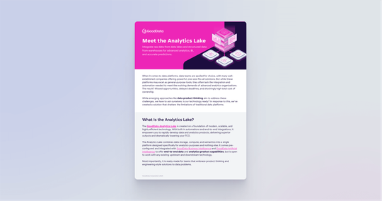 Cover image for The Foundation for Modern Data Products: How GoodData’s Analytics Lake Helps You Get Ahead