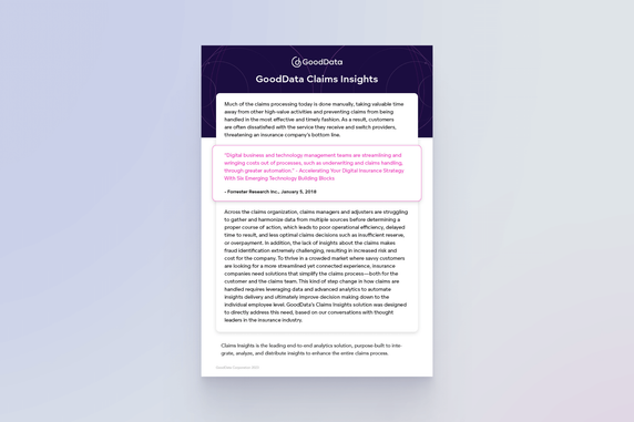 Cover image for GoodData Claims Insights Solution Brief
